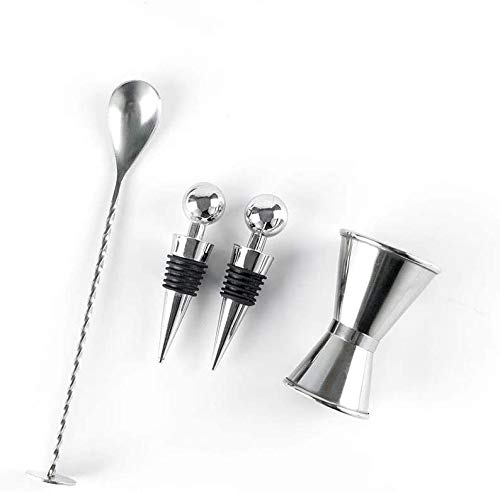 LKNJLL Barkeeper Kit mit stilvollen Bambusständer - Schöner Edelstahl Cocktail Shaker Set mit Nirosta Bar-Tool.Perfektes… – Bild 5