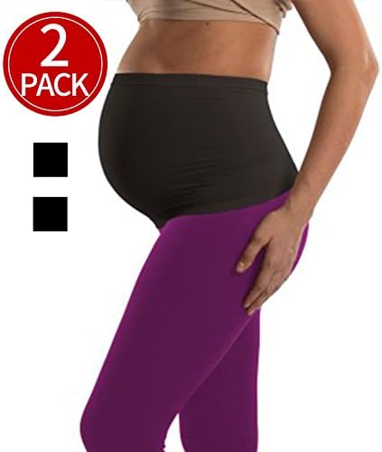 Womens Maternity Belly Band Seamless 2 Pack Black Everyday Support Bands for Pregnancy S