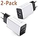 European Travel Plug Adapter, USINFLY 2-Pack 2.1A International Dual Port USB Power Adapter Wall Charger for Europe EU France, Italy, German, Iceland, Spain, Finland, Denmark, Poland, Turkey
