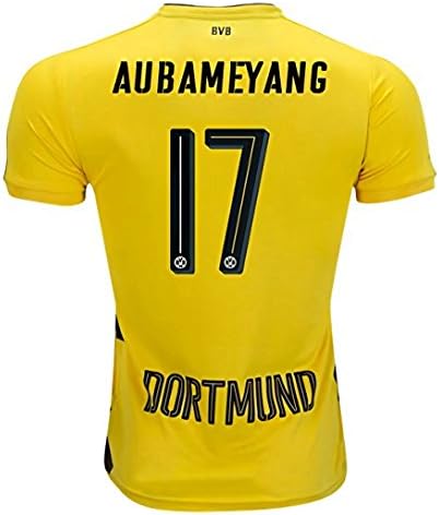 MasonMolly 2017/2018 Borussia Dortmund Aubameyang 17 Home Soccer Jersey Mens Yellow Size S