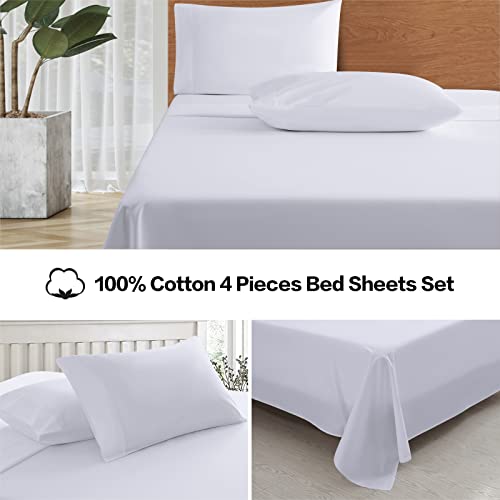 EASELAND Queen Sheets 100 Cotton Sheets 18 Inch Deep Pocket 400 Thread Count Cotton 4 Piece