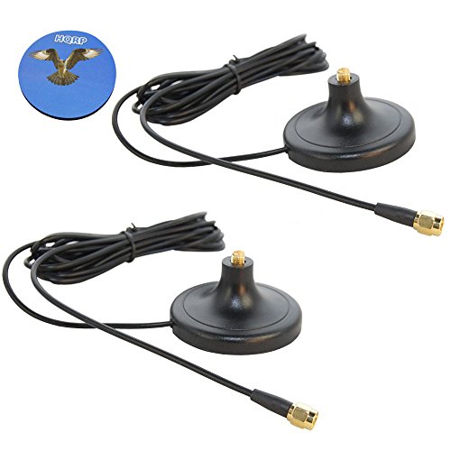 HQRP SET: 2 PCS RP SMA Male to RP-SMA Female RG174 Antenna Socket Base for Alfa Artist AFW-GR55 Mini/FR-GR55 / AFW-GR50 + HQRP Coaster