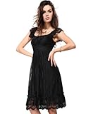 Ever Pretty Chic Black Lace Knee-length Double Layer Ruffles Cocktail Dress 02713, HE02713BK12, Black, 10US, Online Clothing Store