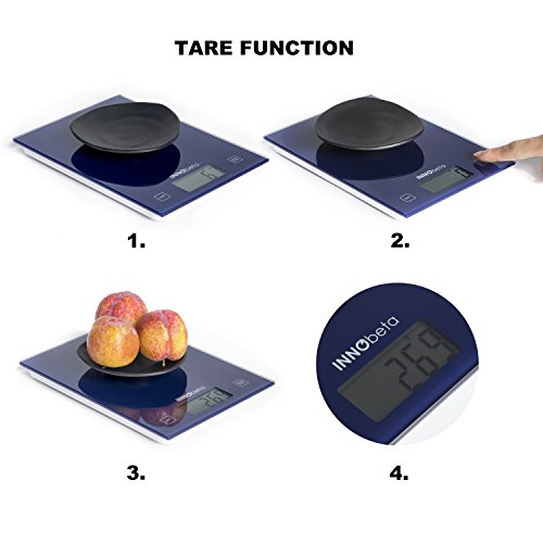 InnoBeta Digital kitchen scale, Multifunction Food Scale, Professional scale, high precision on up to 1g (5kg/11lb capacity), Tare Function, Perfect for Cooking and Baking (Battery Included)
