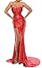 BEAUTBRIDE Women's Sexy Strapless Mermaid Evening Dress with Slit 2018 New Red B 16