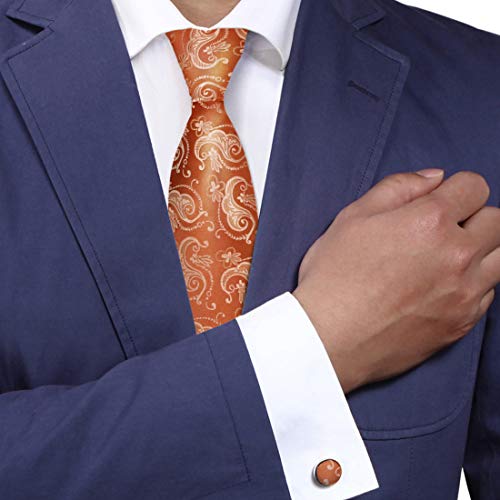 Y&G A1162 Orange Patterned Club Presents Idea Mens Formal Wear Gift Silk Tie Cufflinks Set 2PT