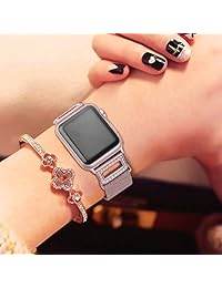 Reemplazo de las correas Bling de Amzelas con la correa de reloj de Apple 38mm 40mm 42mm 44mm, Correas de brazalete deportivo para mujeres con diamantes de Milanese para iWatch Series 4 3 2 1 Todos los modelos