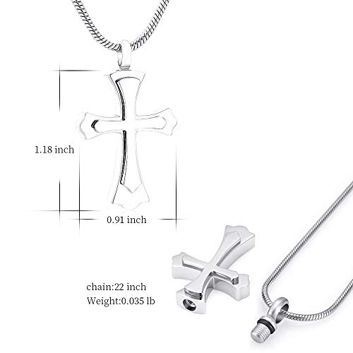 image for memorial jewelry Stainless Steel Cross Memorial Cremation Ashes Urn Pe