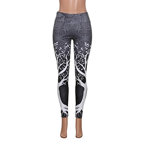 kaifongfu Women Yoga Pants,Women Printed Sports Pants Yoga Workout Gym Fitness Exercise Athletic Pants (L, Gray) - Thumbnail 3