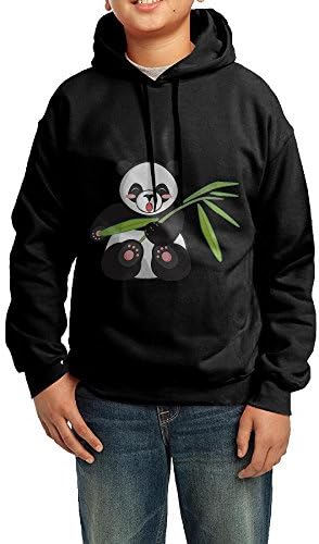 Youth Cartoon Panda And Bamboo Boys Girls Hoodies Sweatshirt Size M US Black