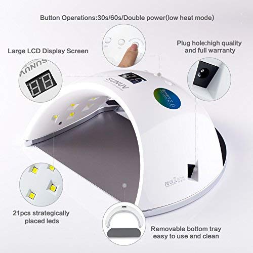 SUNUV SUN6 36W UV Nail Lamp Led Nail Dryer for Gels Nail Polish with Sensor (White)