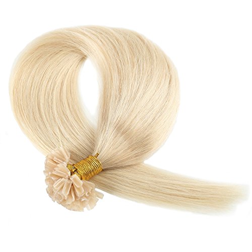 Blonde Hair Extension, Grammy 100 Strands 22 Inch Remy Bleach Blonde U Nail Tip Human Hair Extensions #613 Bleach Blonde(0.5g/s) 50g