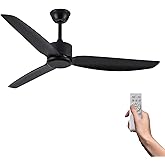 MAYIKAI Black Ceiling Fan 40 inch with No Light 3 Blades Ceiling Fans with Remote Control 6-Speed Noiseless Reversible Outdoor Fan for Patio Living Room Bedroom, Black