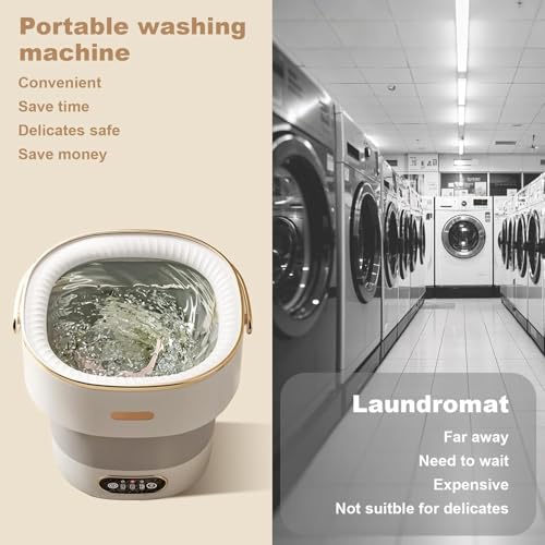 XVersion 13L Mini Portable Washing Machine with Spin Dryer – Foldable Washer for Baby Clothes, Underwear, Socks | Compact Laundry for Apartment, Travel, RV, Home (White)