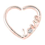 OUFER Body Jewelry 16Gauge Heart Shape With Love CZ Left Closure Daith Cartilage Tragus Earring, 16G=1.2mm (Rose Gold)