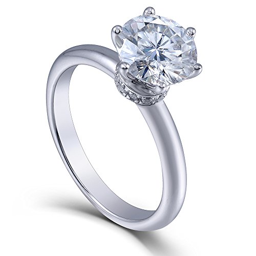 2ct Center 8mm H Color 2.2mm Width Moissanite Engagement Ring Solitare with accents 925 Sterling Silver (8)