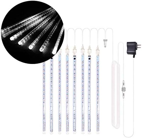 evelove 30 cm 8 Tubes Meteor Shower Lights, Waterproof String Meteor Shower Rain Lights Outdoor Decoration, Falling Raindrop Icicle Cascading Light for Holiday Wedding Xmas Tree Dec in-Ground Lights