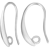 Beebeecraft 1 Box 40Pcs French Earring Hooks 925 Sterling Silver Plated Brass Ear Wires with 2mm Loops Findings Interchangeable Connector Accessories for Jewelry Making Earring DIY Craft 18 Gauge