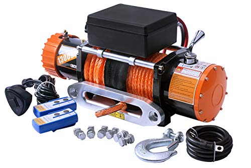ORCISH 12V 13000-lb Load Capacity Electric Truck Winch Kit Synthetic Rope, Waterproof Off Road Winch for Jeep,Truck,SUV with Wirless Remote