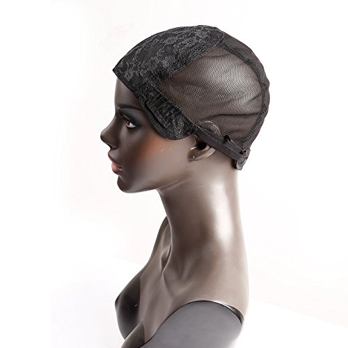 Bella Hair Glueless Wig Caps for Women Making Wig with Combs and Adjustable Straps Swiss Lace Black Medium Size