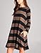 MEROKEETY Women's Crew Neck Striped Long Sleeve Swing Tunic Dress With Pockets
