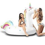 MJFOX Unicorn Pool Floats, Giant Inflatable Ride-ons Summer Beach Water Pool Party Toys with Rapid Valves for Adults Kids,115 x 55 x 48 inches