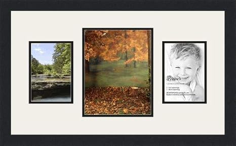 Amazon Com Arttoframes Collage Photo Frame Double Mat With 1 8x10 And 2 5x7 Openings And Satin Black Frame