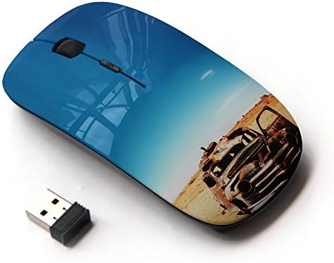 Planetar Colorful PrinTed Ultra-thin Wireless Optical 2.4Ghz Mouse - Black ( A Burn Truck In A Desert )