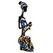 Statue African Figurine Sculpture Colorful Dress Holding Baby Lady Figurine Statue Home Decor Collectible Art 15.5