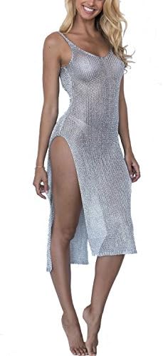 FNKS Womens Gold Knit Beachwear Bikini Cover-up Swimsuit for 2017 Summer(sliver), One Size
