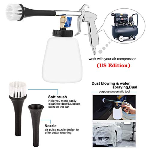 bopopo High Pressure Car Cleaning Gun, Car Interior Care Gun, Jet Power Washer,Automotive Air Pulse Wash Kit - Car Cleaning Foam Gun with 1L Bottle, Spray Nozzle Car Wash Gun Foam Lance(US Edition)