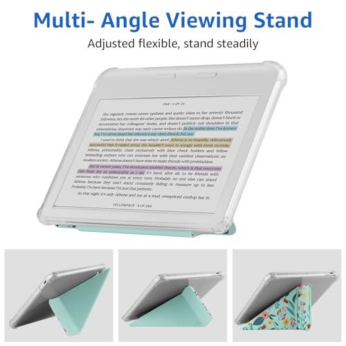 HGWALP Case Compatible with Kobo Libra Colour (2024) / Kobo Libra 2 (2021) 7 Inch eReaders, Transparent and Soft TPU Back Cover with Auto Sleep/Wake and Stand Function, Spring Bloom