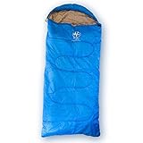 Outdoor Vitals OV-Rascal 40°F Kids Sleeping Bag, 3 Season, Rectangular, Lightweight, Ultralight, Camping, Hiking (Blue, Fits 4'8