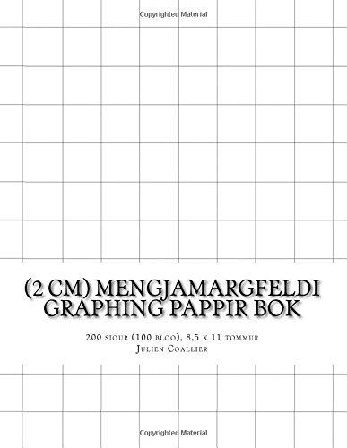 (2 cm) Mengjamargfeldi Graphing Pappir Bok: 200 siour (100 bloo), 8,5 x 11 tommur (Icelandic Edition)