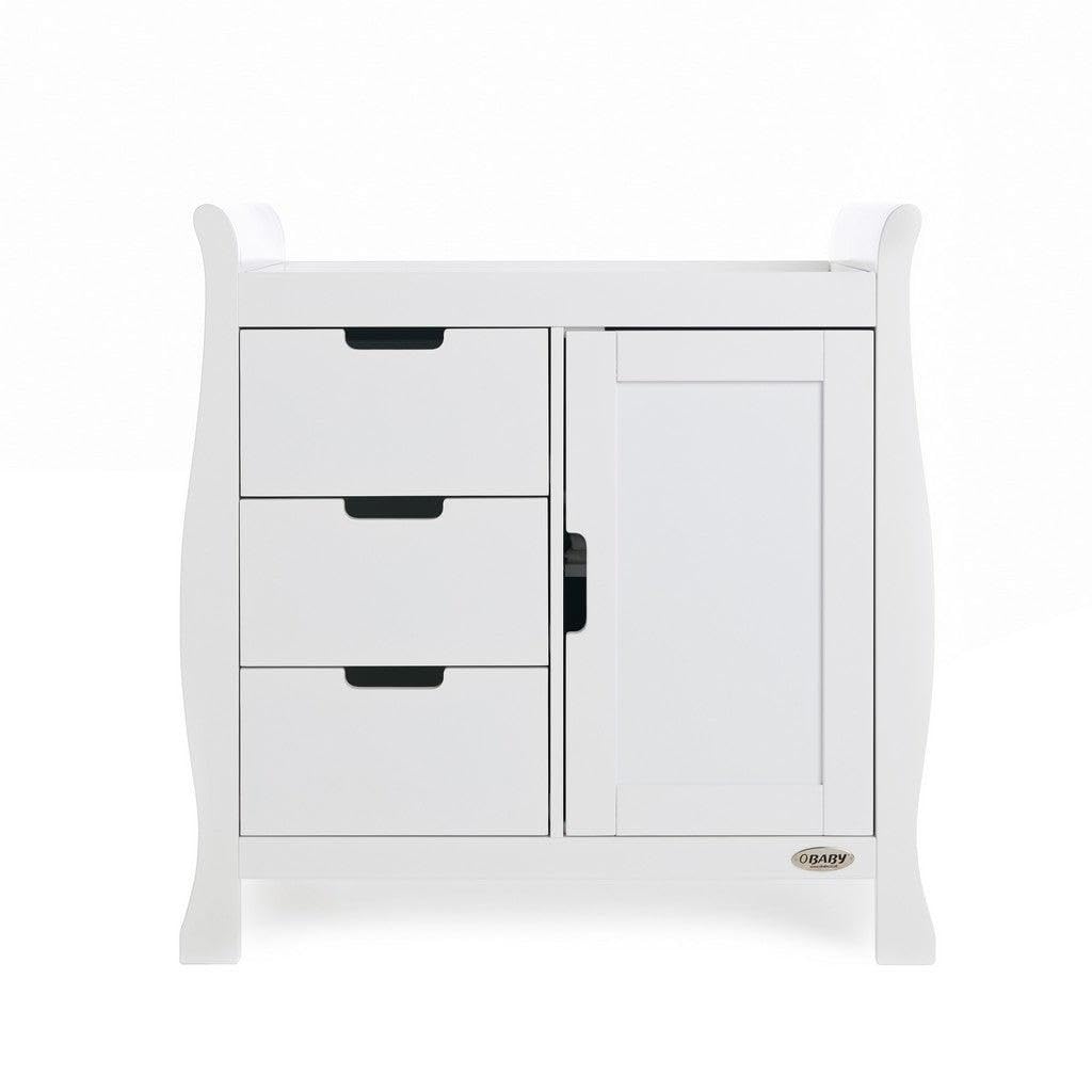 Obaby Stamford Sleigh Changing Unit – White – Baby Changing Table with Storage & Nursery Organiser