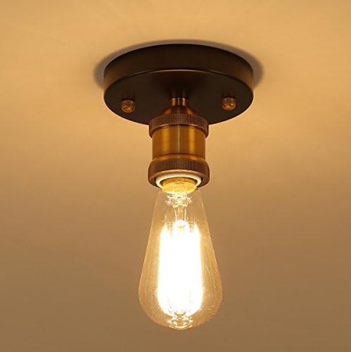 Herogen Vintage Mini Size Semi Flush Mount Ceiling Light Fixture Without Lampshade,1 Head E26 Lamp Ceramics Holder