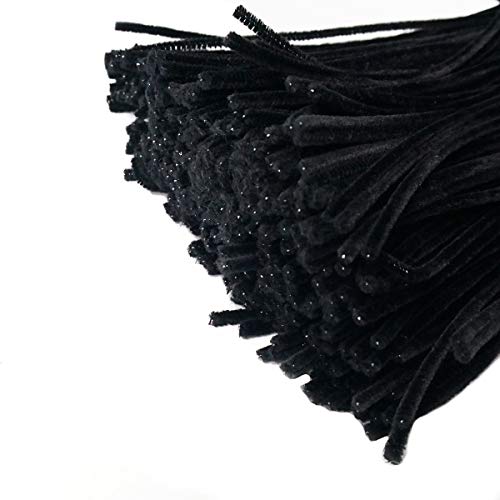 Gnognauq 400 Pcs Black Pipe Cleaners Set Chenille Stems Craft Pipe Cleaners for Arts and Crafts (12 Inch)