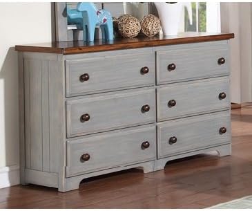 Donco Kids Washed Denim 6 Drawer Dresser Washed Denim B0316-WD