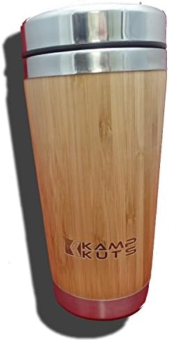 Kamp Kuts Bamboo Travel Mug - 15.2oz Coffee Cup With Quick Seal Lid - Unique 100% All Natural Wood Eco-Friendly Stainless Steel Insulated Tumbler Coffee Tea Hot or Cold thermos Mug
