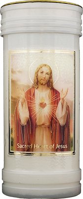 Sacred Heart of Jesus Pillar Candle & Gold Foil Highlights