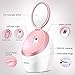 Nano Mist Face Steamer - Warm Mist Spa Facial Steamer Sprayer with LED Makeup Mirror - Home Sauna Humidifier Deep Moisturizing - Blackhead Remove Pores Cleanse (Pink)