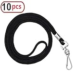 10pcs Black Lanyard Bulk Clip Swivel Hook 20.5-inch Cotton Neck Woven Badge Lanyards with Clips Black Lanyards for id Badges(Black)