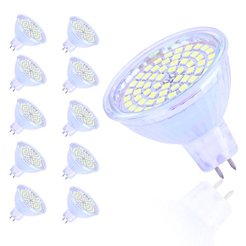 Velouer MR16 LED Light Bulbs,GU5.3 Led Spot Light Bulbs,AC DC 12V, 5W Recessed Tracking Bulbs, Daylight Cool White 6000K,Not Dimmable 10 Pack