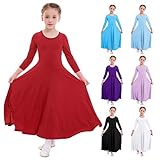 FYMNSI Kids Girls Liturgical Praise Dress Loose Fit Full Length Long Sleeve Dance Dress Dancewear Worship Costume