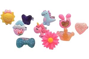 SWARKOL Children Kids Little Girl Adjustable Jewelry Rings in Box, Girl Pretend Play and Dress Up Rings, Little Girls Gift, Valentine's Day Gift