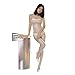 Innabella Womens Sexy Shiny Sheer See Through Crotchless Bodystocking (Cream)