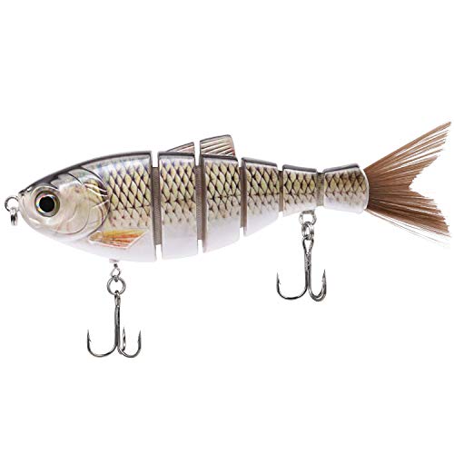 TRUSCEND Fishing Lures 6" ~ 7" Saltwater Freshwater Heavy-Duty Metal Jointed Swimbaits Glidebaits Hard Lures for Bass Catfish Pike Muskie Large Fish Lures Fishing Tackle Kits Lifelike (J6D04) - Thumbnail 6