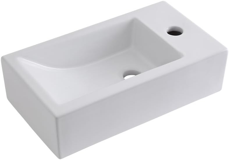 Milano Elswick White Rectangular Countertop Wall Hung Bathroom Basin Sink 450mm