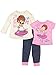 Disney Fancy Nancy Toddler Girls' 3 Piece Long Sleeve Fleece Top, T-Shirt & Pants Set, Pink (4T)
