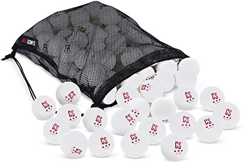 Clinch Star Ping Pong Balls 50 Count for Table Tennis 3-Star 40mm - with Mesh Carry Bag (White)